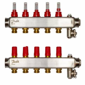 Колектор Danfoss SSM-F 5+5 з витратомірами, нержавіюча сталь