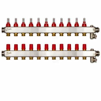 Колектор Danfoss SSM-F 11+11 з витратомірами, нержавіюча сталь