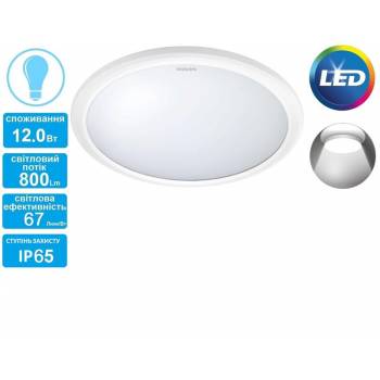 Світильник стельовий Philips 31817 LED 12W 6500K IP65 White