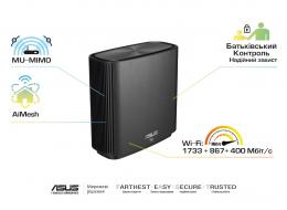 Маршрутизатор ASUS ZenWiFi CT8 2PK black AC3000 4xGE LAN 1xGE WAN 1xUSB3.1 MESH Gaming