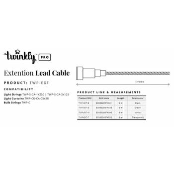 Подовжувач кабелю Twinkly Pro AWG22 PVC кабель, 5м, білий