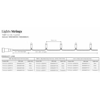 Smart LED Гірлянда Twinkly Pro Strings RGBW 250, одинарна лінія, AWG22, IP65, зелений